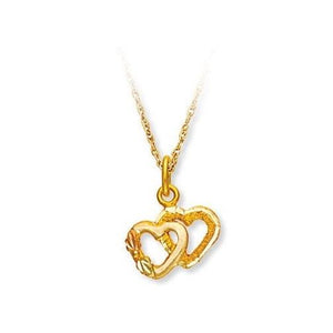 Black Hills Gold Double Hearts Pendant & Necklace - Jewelry