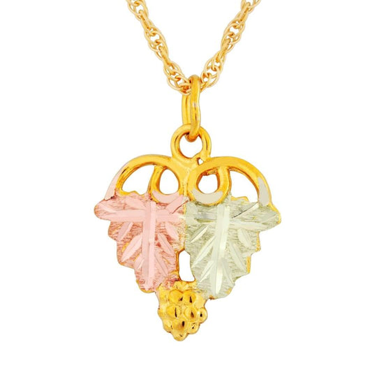 Black Hills Gold Leaves Grape Bunch Pendant & Necklace - Jewelry