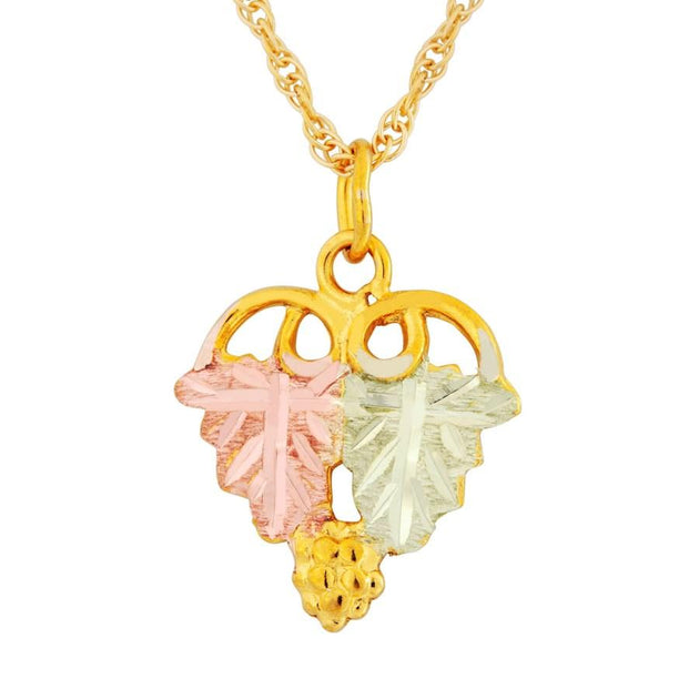 Black Hills Gold Leaves Grape Bunch Pendant & Necklace - Jewelry