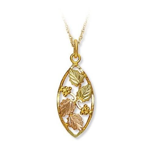Black Hills Gold Foliage Oval Pendant & Necklace - Jewelry