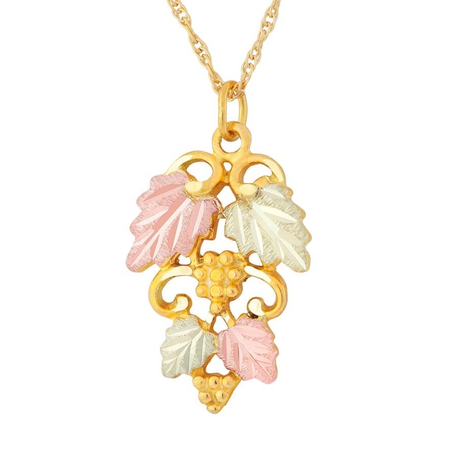 Black Hills Gold Elegant Foliage Pendant & Necklace - Jewelry