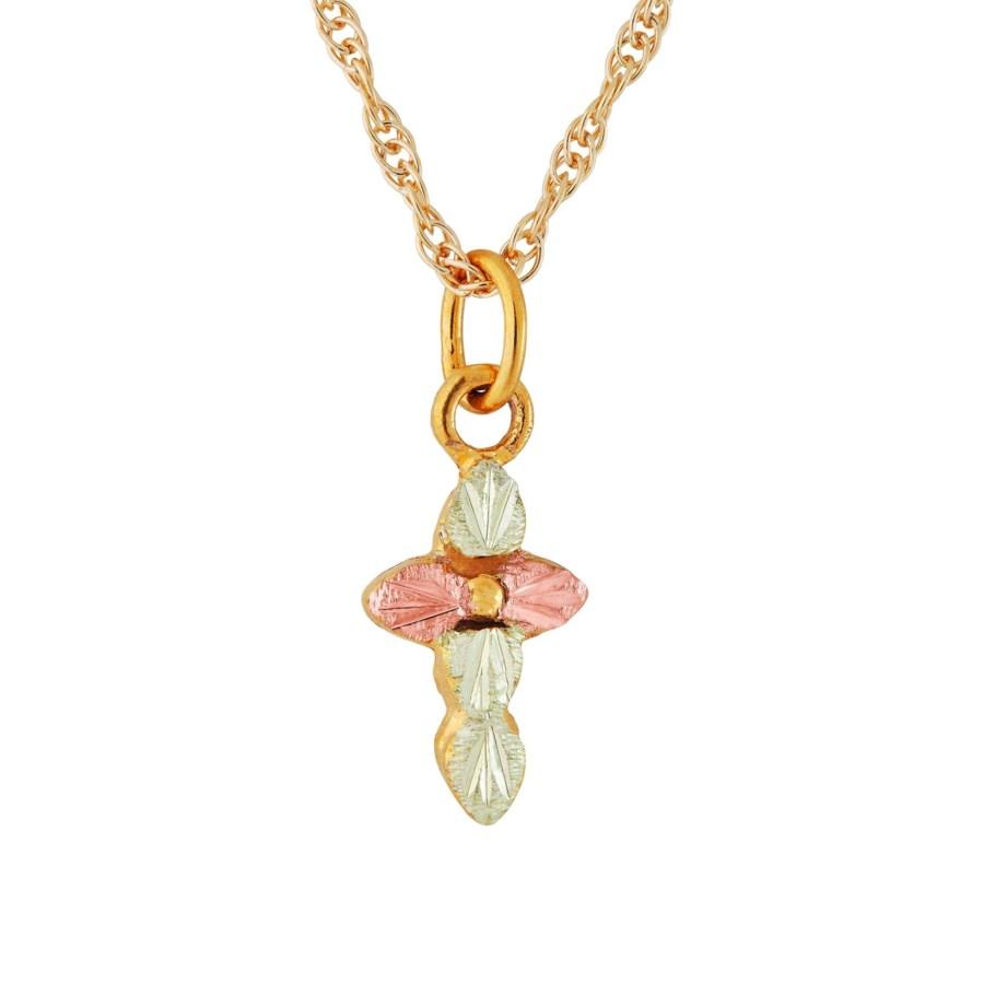 Black Hills Gold Simple Cross Pendant & Necklace II - Jewelry