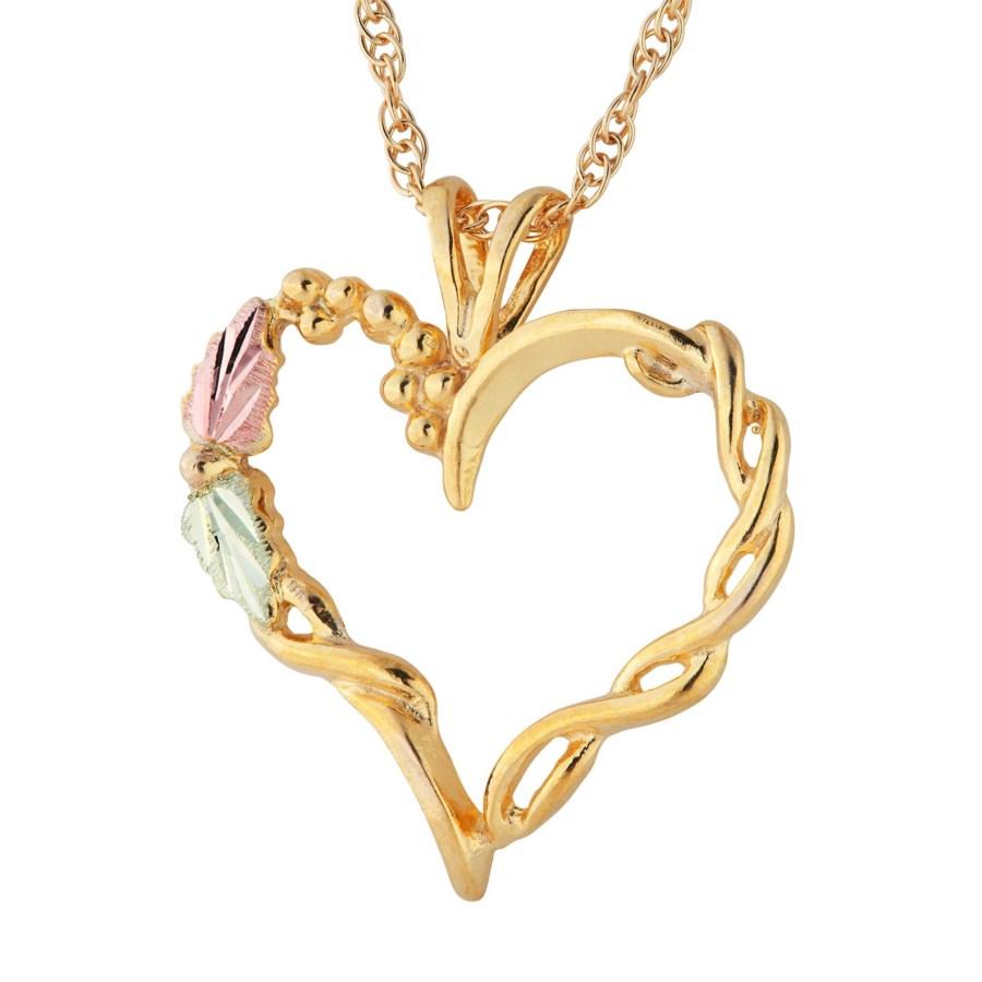 Black Hills Gold Intricate Heart Pendant & Necklace - Jewelry