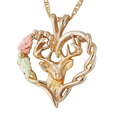 Black Hills Gold Deer Heart Pendant & Necklace - Jewelry