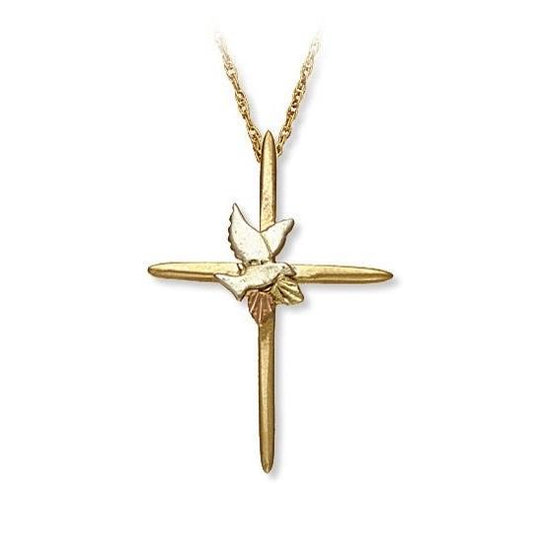 Black Hills Gold Dove Cross Pendant & Necklace - Jewelry