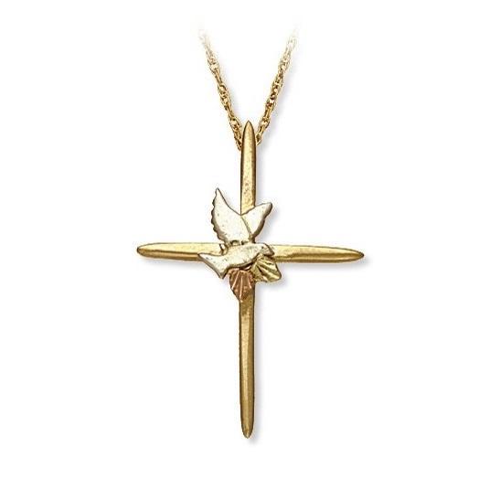 Black Hills Gold Dove Cross Pendant & Necklace - Jewelry