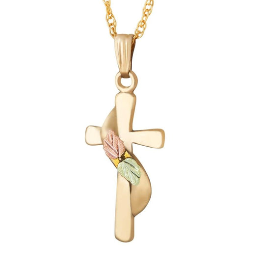 Black Hills Gold Cross with Sash Pendant & Necklace - Jewelry