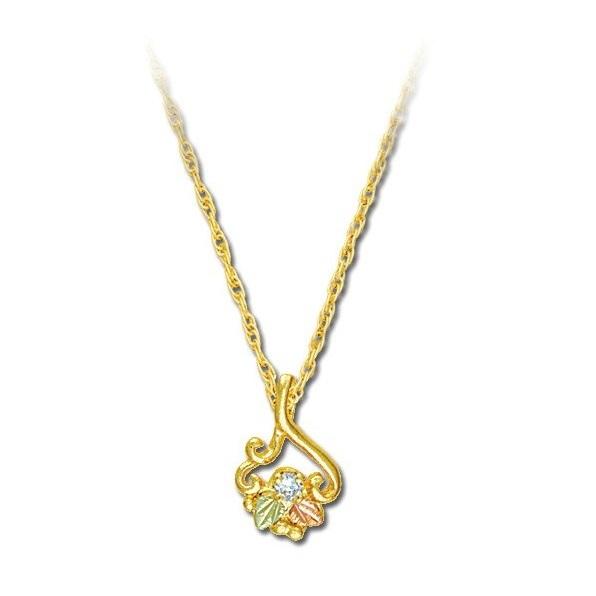 Black Hills Gold Lil Diamond Leaves Pendant & Necklace - Jewelry