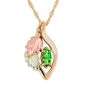 Black Hills Gold Marquise Emerald Pendant & Necklace