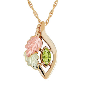Black Hills Gold Marquise Peridot Pendant & Necklace