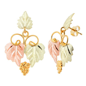 Grapes And Foliage Black Hills Gold Earrings III - Jewelry