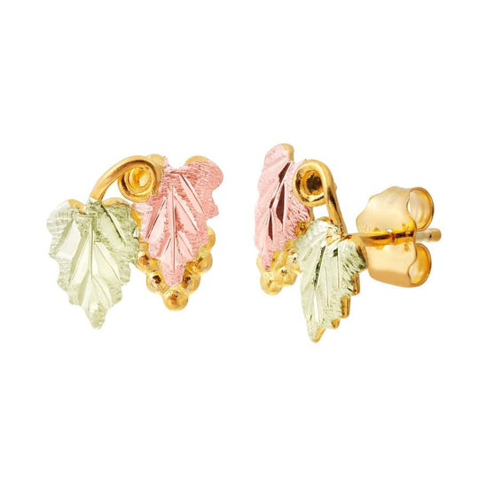 Traditional Two Leaf Black Hills Gold Earrings - Jewelry