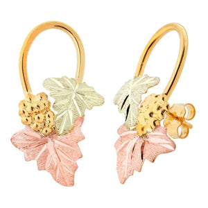 Grapes And Foliage Black Hills Gold Earrings V - Jewelry
