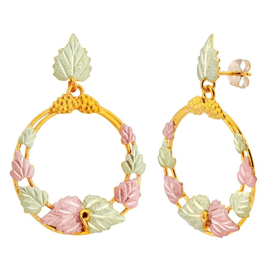 Black Hills Gold Leaves & Grapes Dangling Earrings - Jewelryx