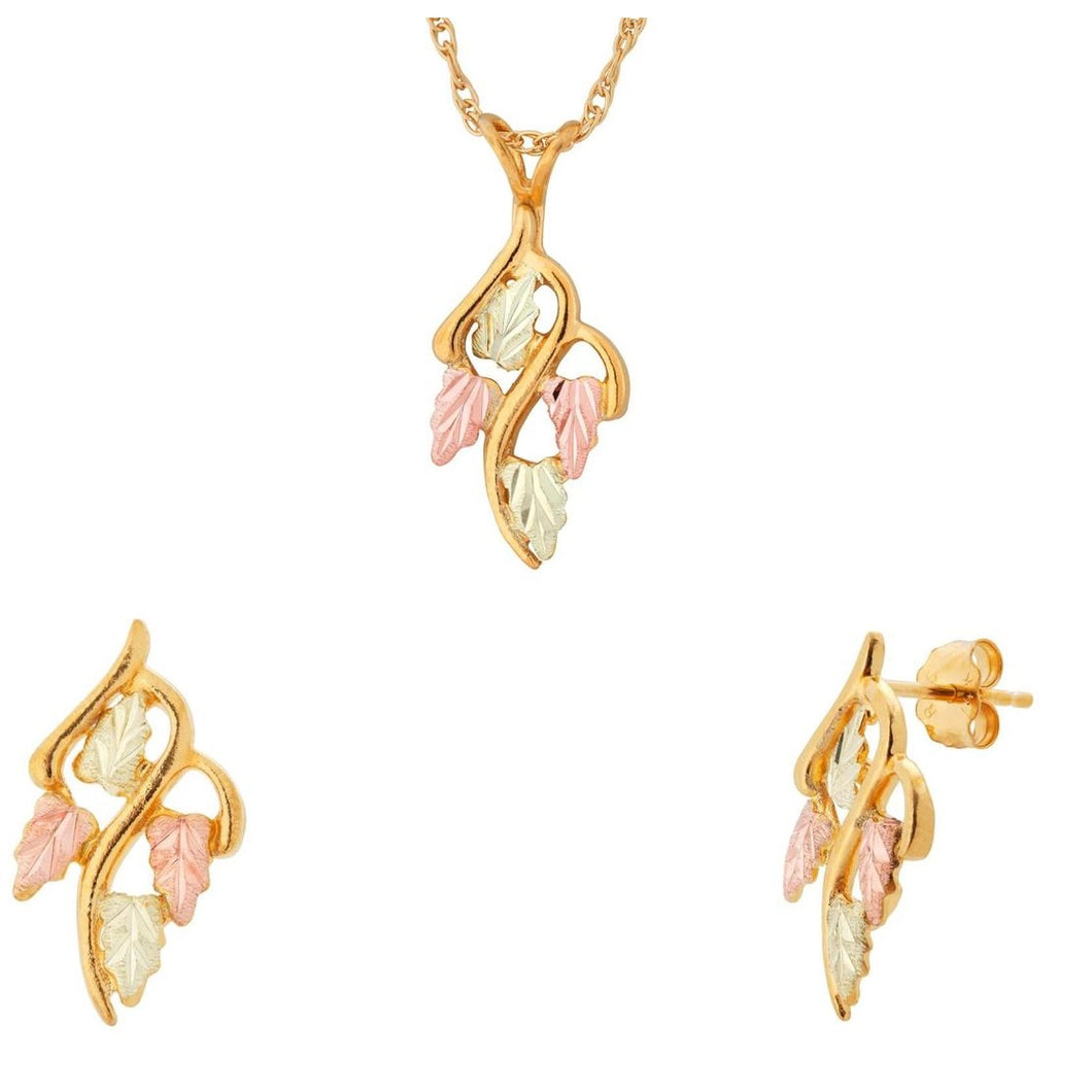 Traditional VI - Black Hills Gold Earrings & Pendant Set