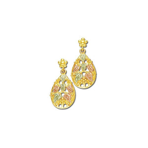 Intricate Foliage Black Hills Gold Earrings VI - Jewelry