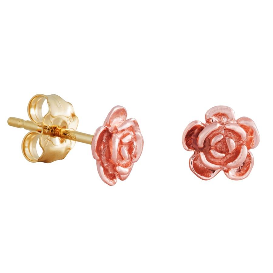 Simple Rose Black Hills Gold Earrings - Jewelry