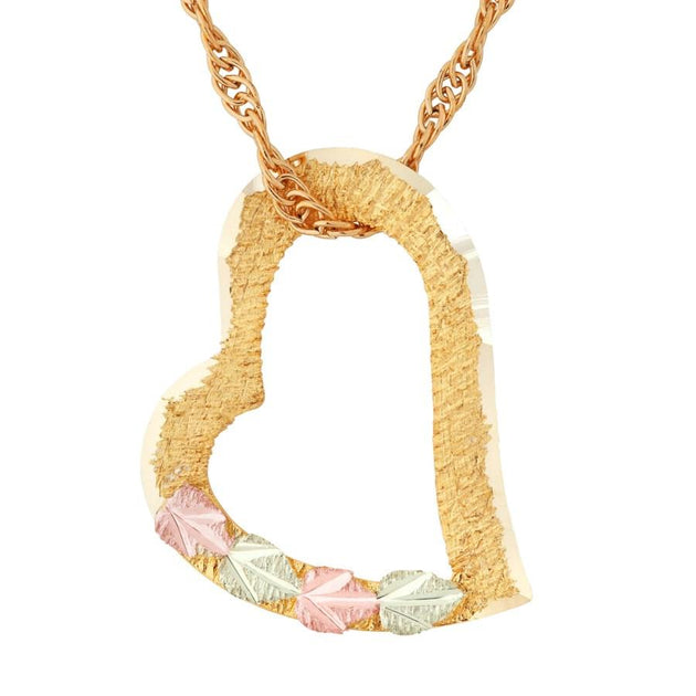 Black Hills Gold Leafy Heart Pendant & Necklace III - Jewelry