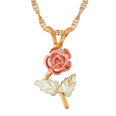 Black Hills Gold Stunning Rose Pendant & Necklace - Jewelry