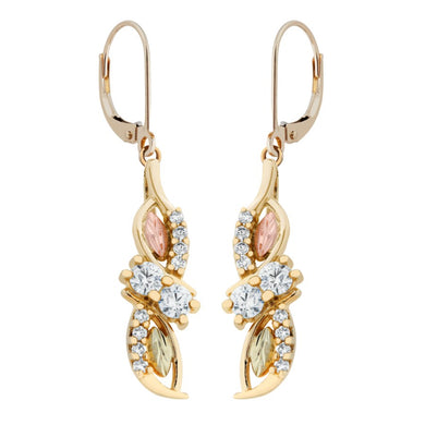Black Hills Gold Diamond Ribbon Earrings