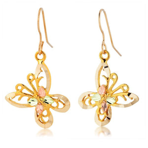 Shimmering Butterflies Black Hills Gold Earrings - Jewelry