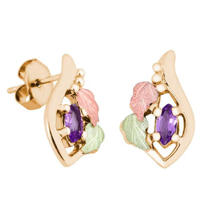 Marquise Amethyst Black Hills Gold Earrings - Jewelry
