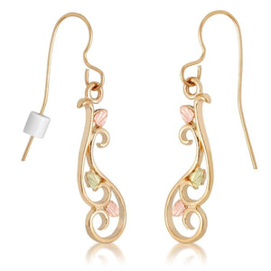 Swirling Foliage Black Hills Gold Earrings III - Jewelry