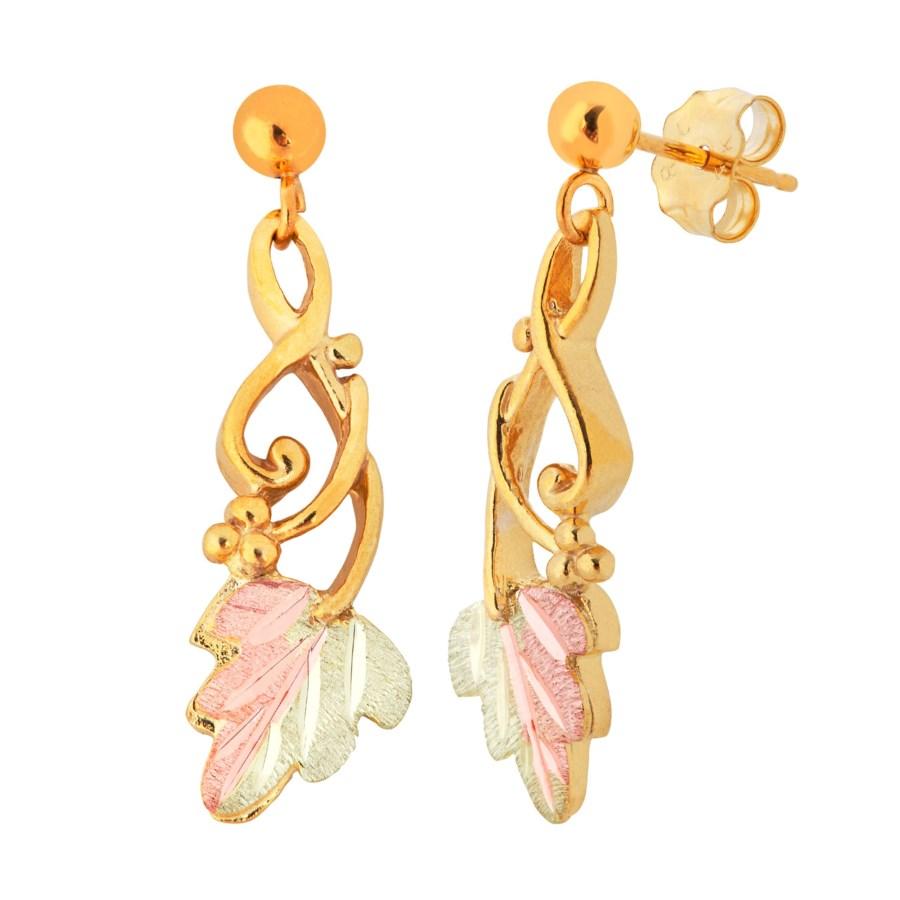 Dangling Foliage Black Hills Gold Earrings III - Jewelry