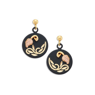 Enamel Round Black Hills Gold Earrings - Jewelry