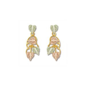 Intricate Foliage Black Hills Gold Earrings II - Jewelry