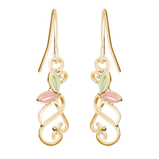 Frilly Foliage Black Hills Gold Earrings - Jewelry