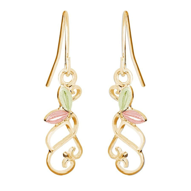 Frilly Foliage Black Hills Gold Earrings - Jewelry