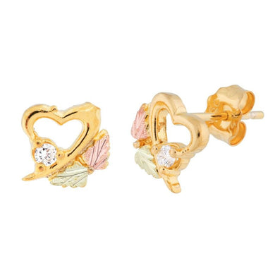 Heart Outlines Black Hills Gold Diamond Earrings - Jewelry