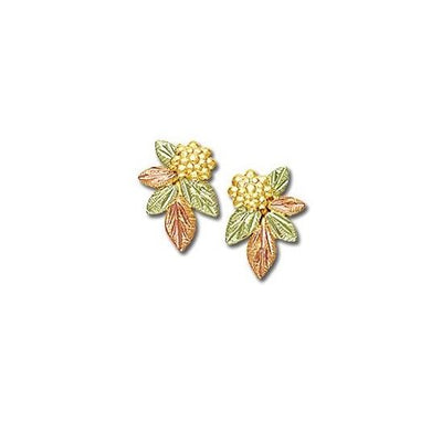 Flowery Cluster Black Hills Gold Earrings - Jewelry