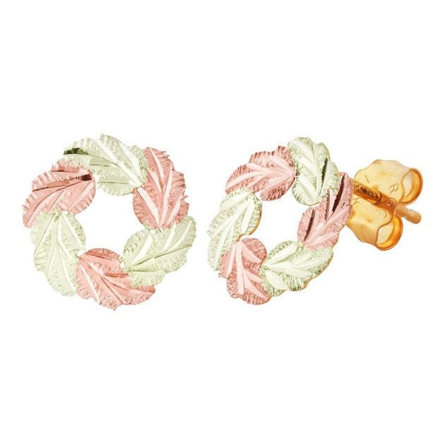 Circular Foliage Black Hills Gold Earring - Jewelry