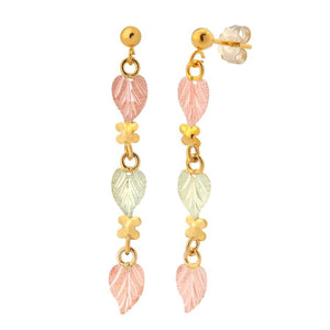 Triple Leaves Black Hills Gold Earrings - Jewelryx