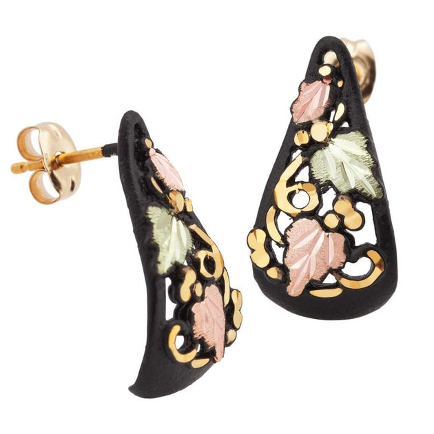 Intricate Powder Coat Black Hills Gold Earrings - Jewelry