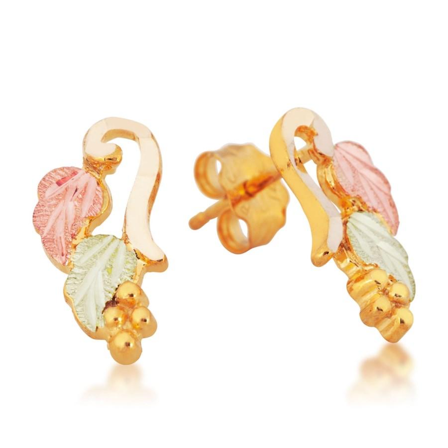 Swirling Foliage Black Hills Gold Earrings II - Jewelry