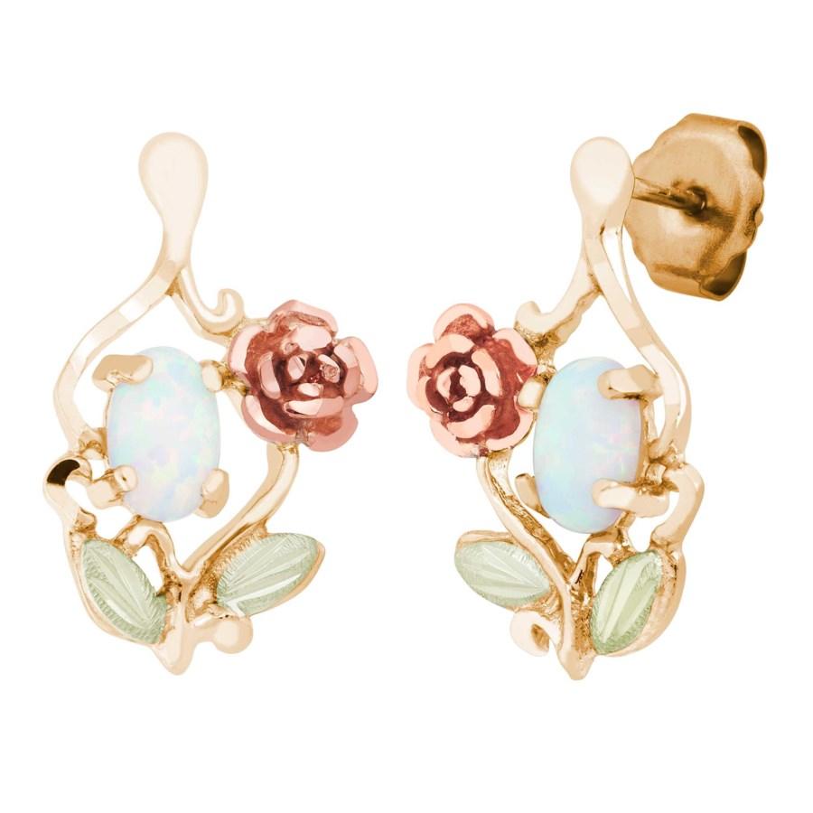 Opal Rose Black Hills Gold Earrings - Jewelry
