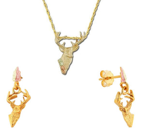 Stately Buck - Black Hills Gold Earrings & Pendant Set
