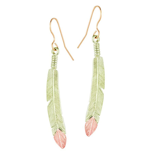 Black Hills Gold Feather Earrings - Jewelryx