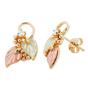 Diamond Foliage Black Hills Gold Earrings III - Jewelry