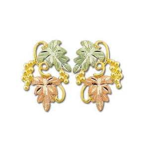 Grapes And Foliage Black Hills Gold Earrings II - Jewelry