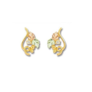 Diamond Foliage Black Hills Gold Earrings II - Jewelry