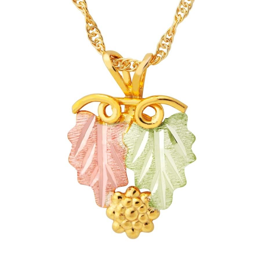 Black Hills Gold Leaves with Grapes Pendant & Necklace - Jewelry