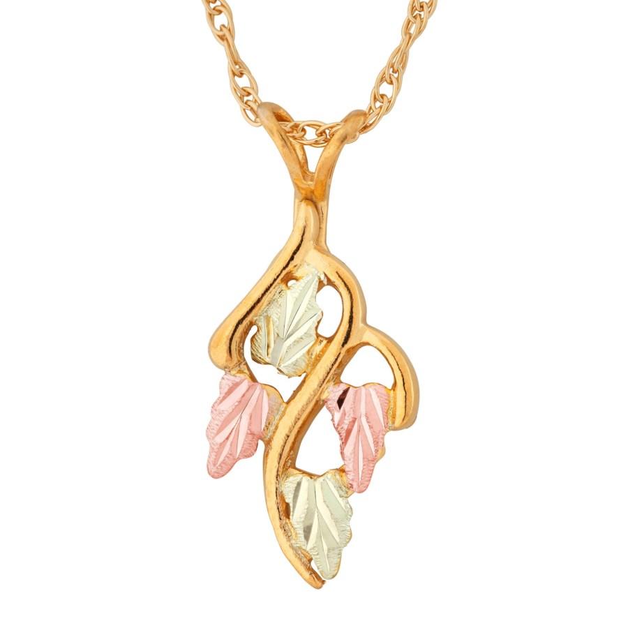 Black Hills Gold Elegant Foliage Pendant & Necklace II - Jewelry