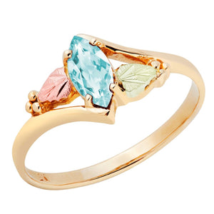 Black Hills Gold Marquise Cut Aquamarine Ring