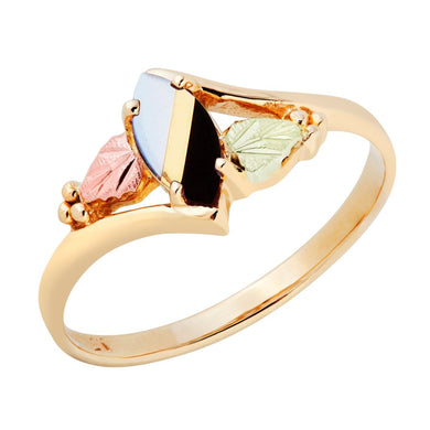 Black Hills Gold Opal and Onyx Ring