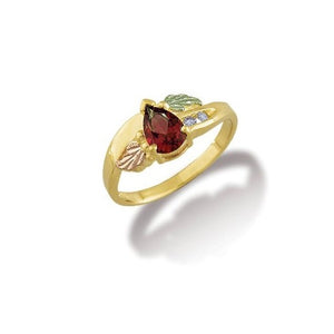 Black Hills Gold Pear Cut Garnet Ring