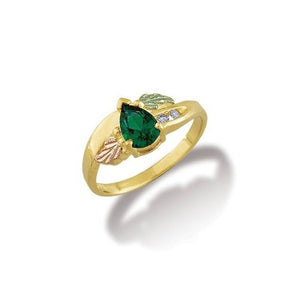 Pear Cut Emerald - Black Hills Gold Ladies Ring